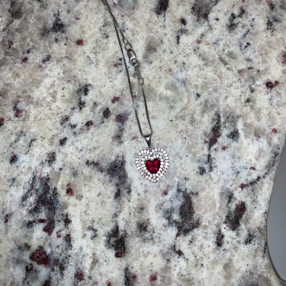 Ruby crystal heart necklace